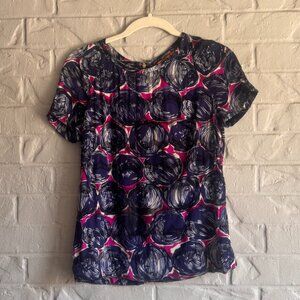 Tory Burch Patterned Cap Sleeve Top - Size 2 - Bold & Unique!